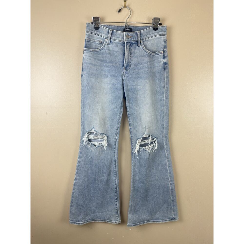 EXPRESS 70’s Mid Rise Women’s Jeans Flare Bottom Bell 4S Distressed